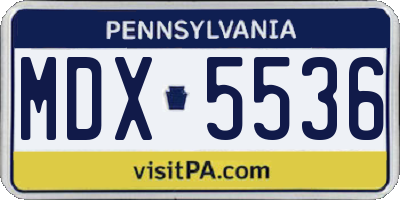 PA license plate MDX5536