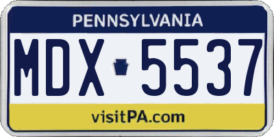 PA license plate MDX5537