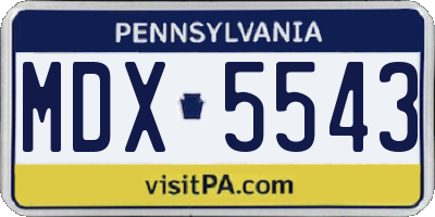PA license plate MDX5543