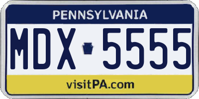 PA license plate MDX5555