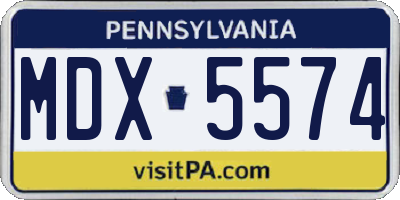 PA license plate MDX5574