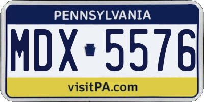 PA license plate MDX5576