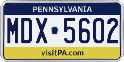 PA license plate MDX5602