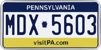 PA license plate MDX5603