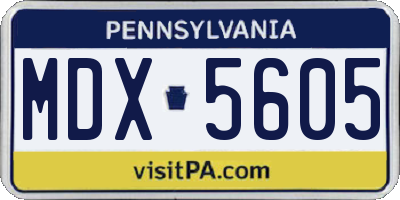 PA license plate MDX5605