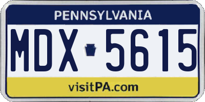 PA license plate MDX5615