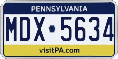 PA license plate MDX5634