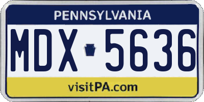 PA license plate MDX5636
