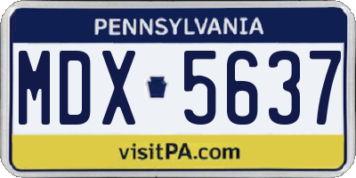 PA license plate MDX5637