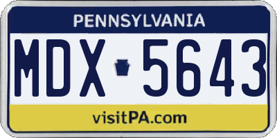 PA license plate MDX5643