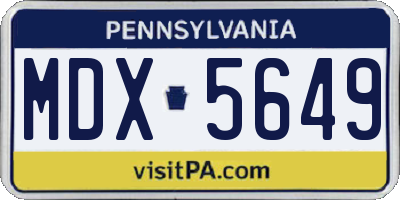 PA license plate MDX5649