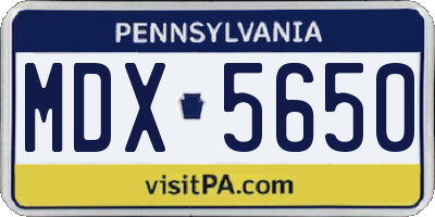 PA license plate MDX5650