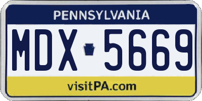 PA license plate MDX5669