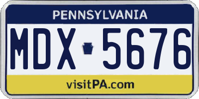 PA license plate MDX5676