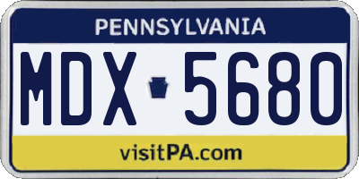 PA license plate MDX5680
