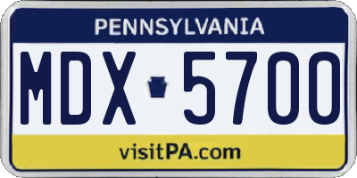PA license plate MDX5700