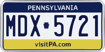 PA license plate MDX5721