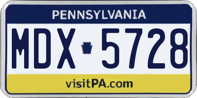 PA license plate MDX5728