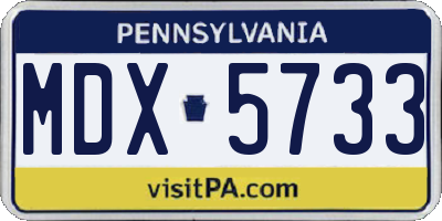PA license plate MDX5733