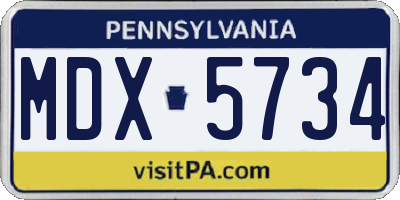 PA license plate MDX5734