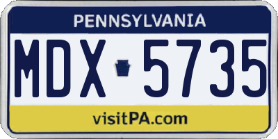 PA license plate MDX5735