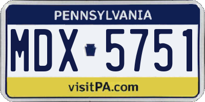PA license plate MDX5751