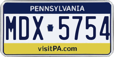 PA license plate MDX5754