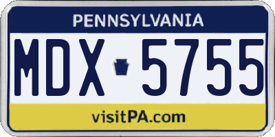 PA license plate MDX5755