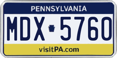 PA license plate MDX5760