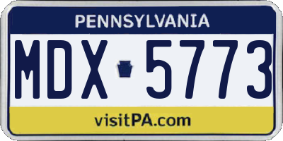 PA license plate MDX5773