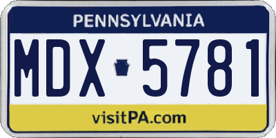 PA license plate MDX5781