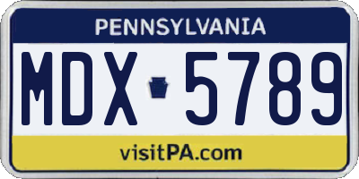 PA license plate MDX5789