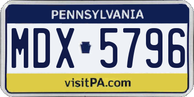 PA license plate MDX5796
