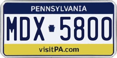 PA license plate MDX5800