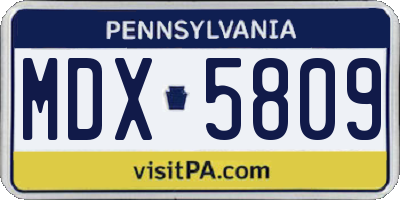 PA license plate MDX5809