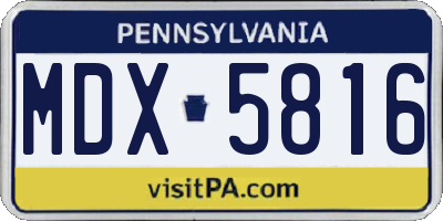 PA license plate MDX5816