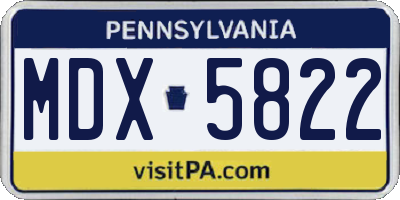 PA license plate MDX5822