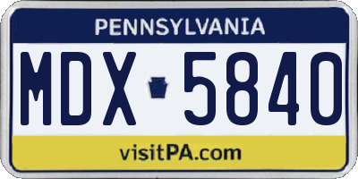 PA license plate MDX5840