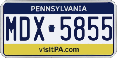 PA license plate MDX5855