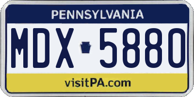 PA license plate MDX5880