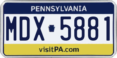 PA license plate MDX5881