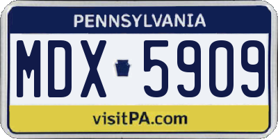 PA license plate MDX5909
