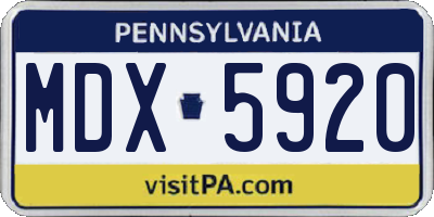PA license plate MDX5920