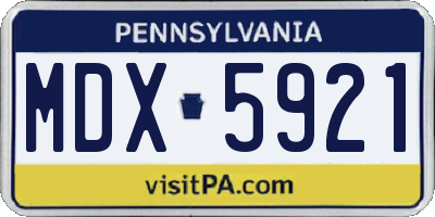 PA license plate MDX5921