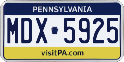PA license plate MDX5925