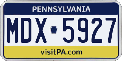 PA license plate MDX5927
