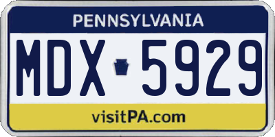 PA license plate MDX5929
