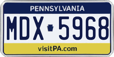 PA license plate MDX5968