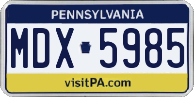 PA license plate MDX5985