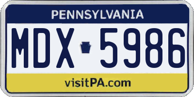 PA license plate MDX5986